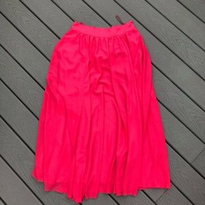 Anthropologie Hot Pink Flowy Maxi Skirt